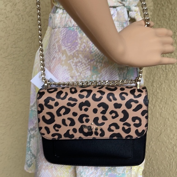 Kate Spade NY remi graphic leopard print pattern flap chain crossbody - Picture 14 of 16